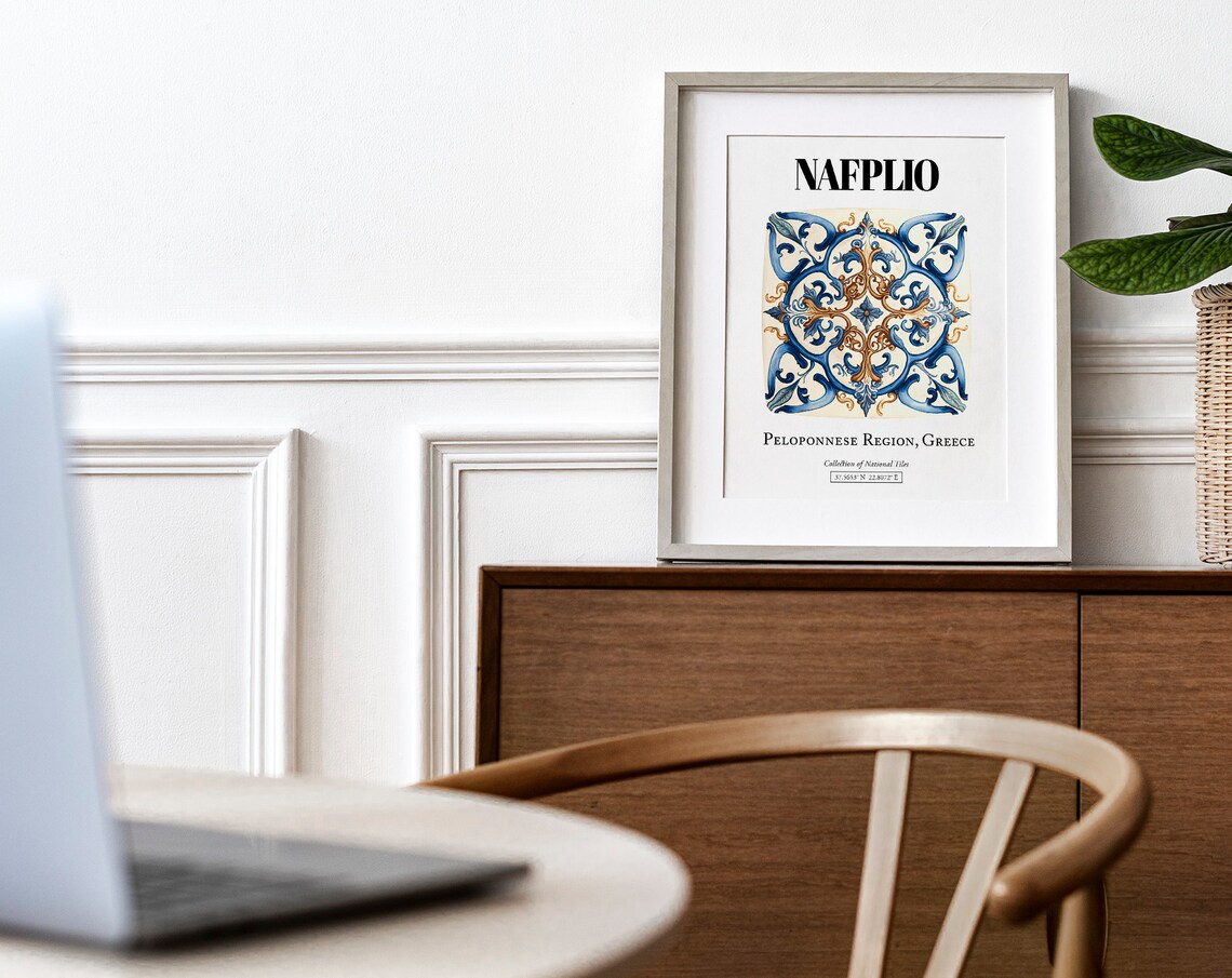 Nafplio Tile Patterns, Greek History Travel Poster - Image 4