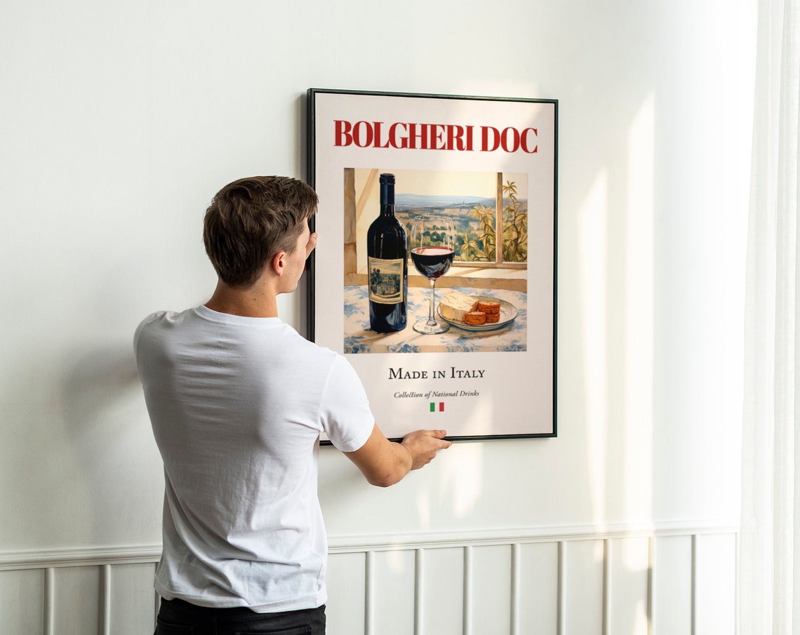 Bolgheri Doc on Maiolica Tile, Italian Drink Poster - Image 3