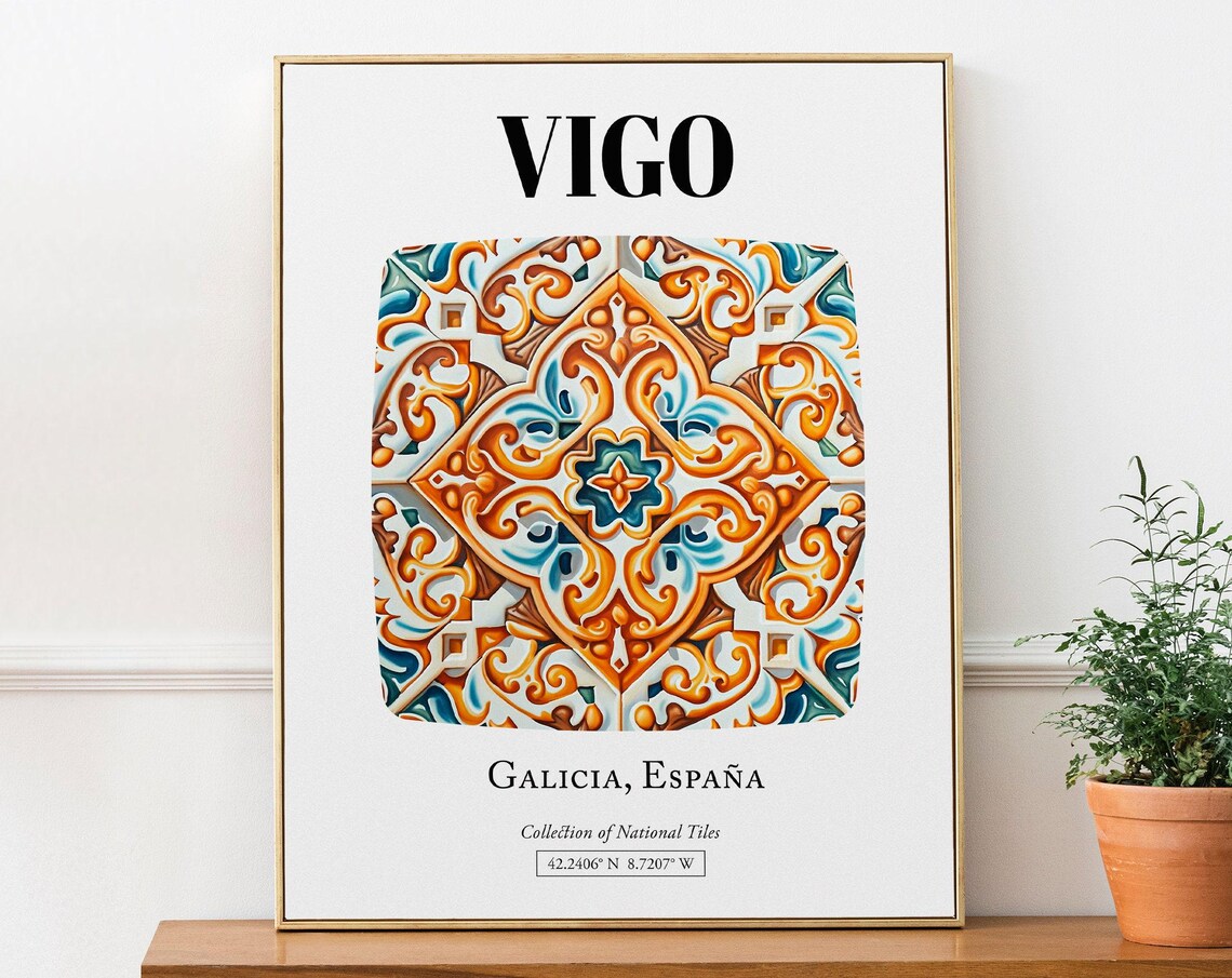 Vigo Galicia Spain Traditional Tile Pattern Art Print
