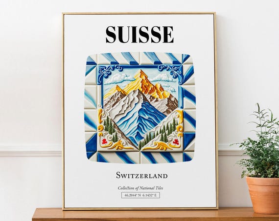 Suisse Switzerland Tile Pattern Travel Poster
