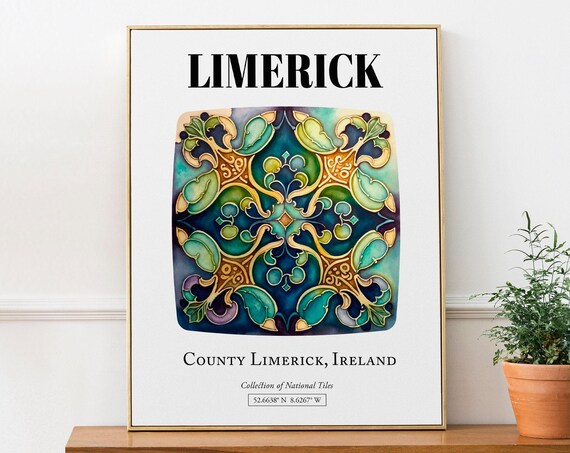 Limerick County Ireland Traditional Tile Pattern Poster