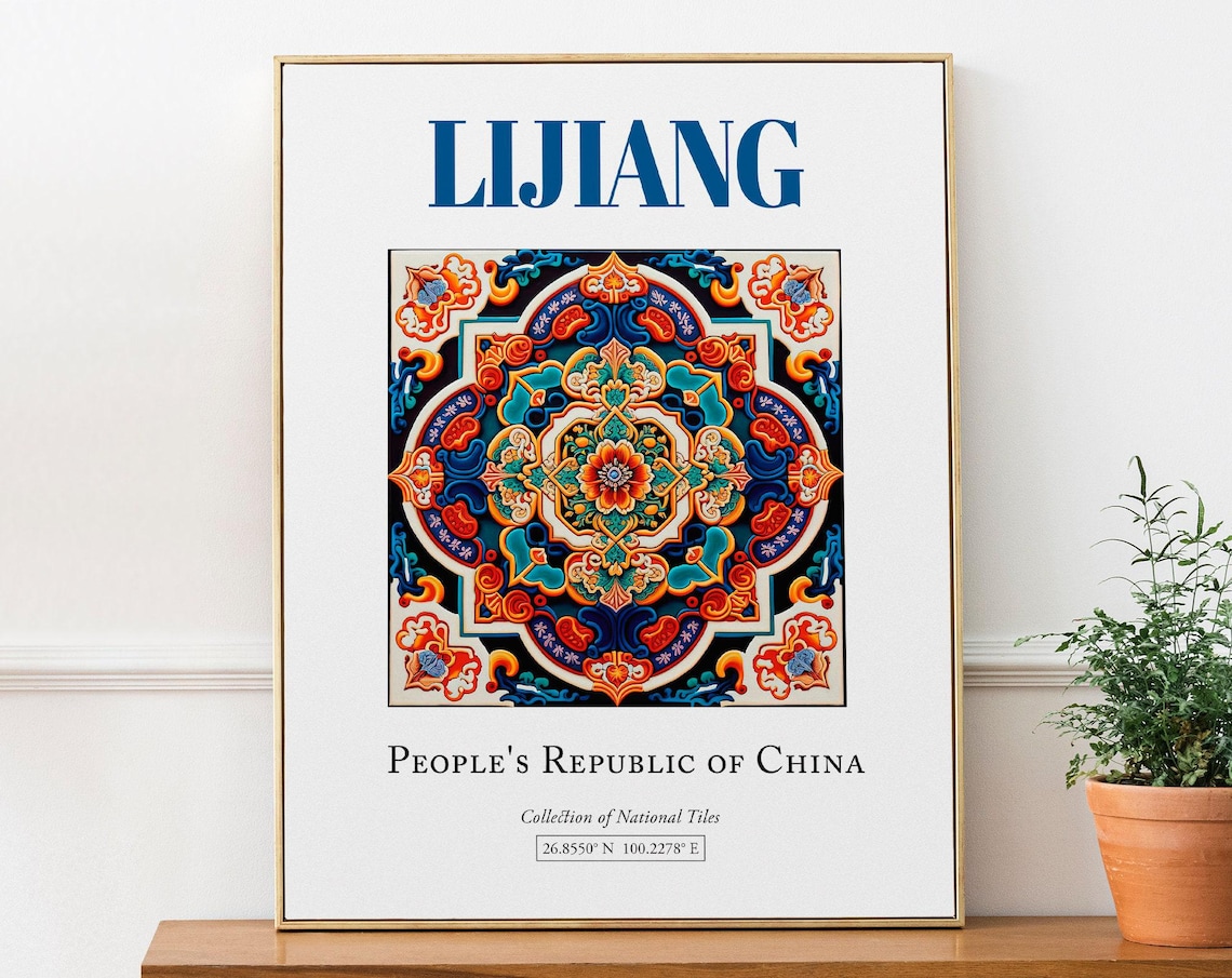 Lijiang China Traditional Tile Travel Poster