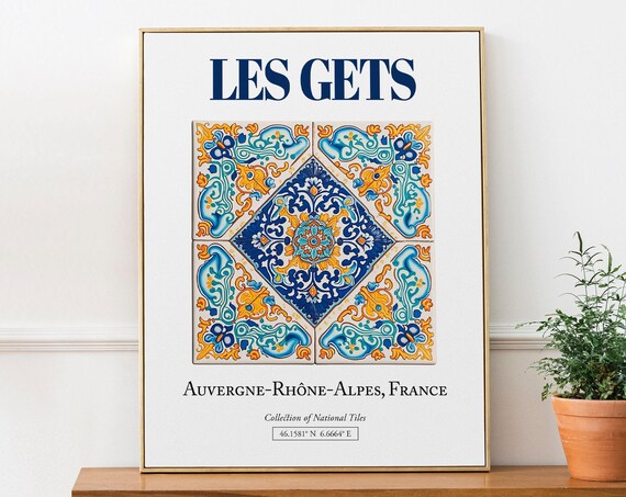 Les Gets France Traditional Tile Travel Poster