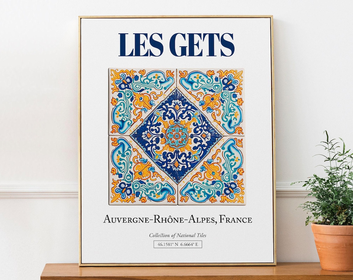 Les Gets France Traditional Tile Travel Poster