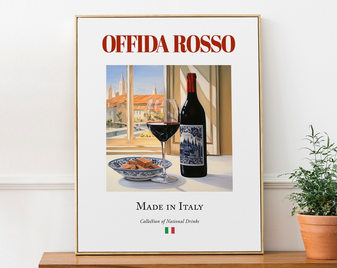 Offida Rosso On Maiolica Tile, Italian Beverage Poster