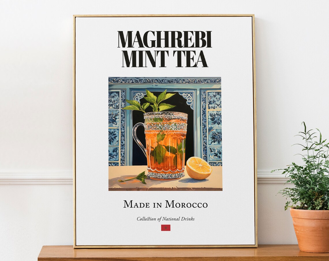 Maghrebi Mint Tea On Maiolica Tile, Kitchen Wall Art