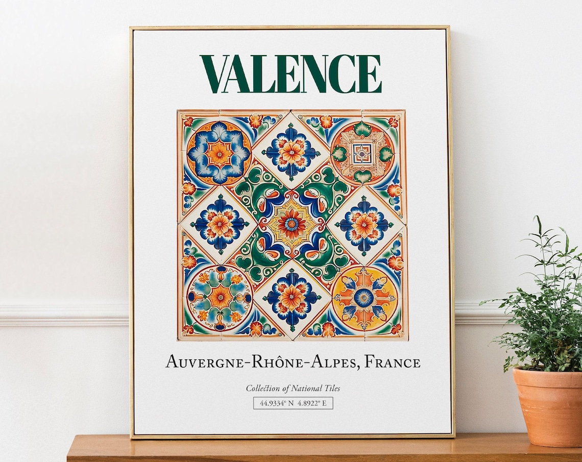 Valence Auvergne-Rhône-Alpes France Folk Tile Poster