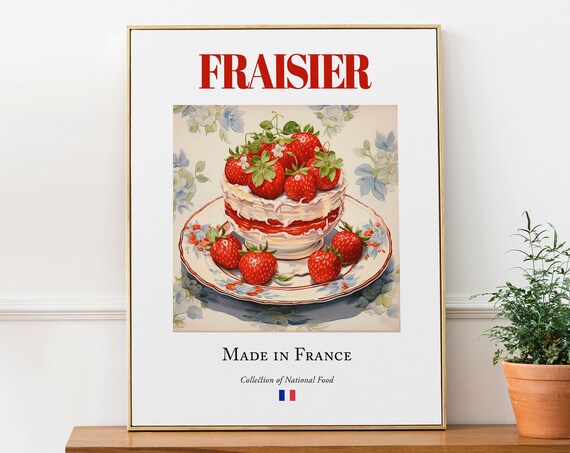 Fraisier On Maiolica Tile Plate, Kitchen Decor Poster