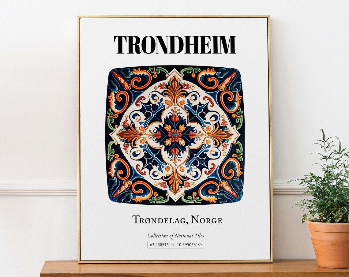 Trondheim Trøndelag Norge Traditional Tile Pattern Poster
