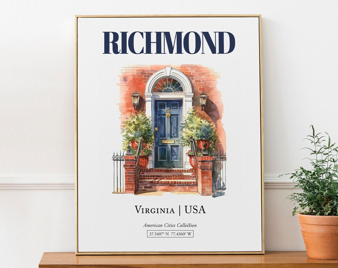 Richmond Virginia USA Minimalist Watercolor Travel Poster