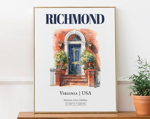 Richmond Virginia USA Minimalist Watercolor Travel Poster
