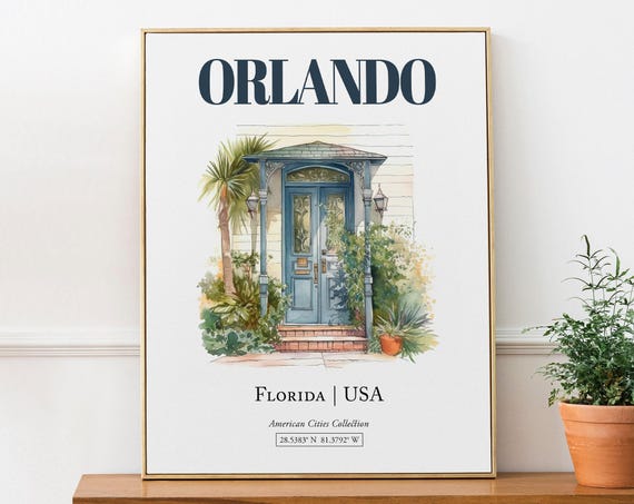 Orlando Florida USA Minimalist Watercolor Travel Poster