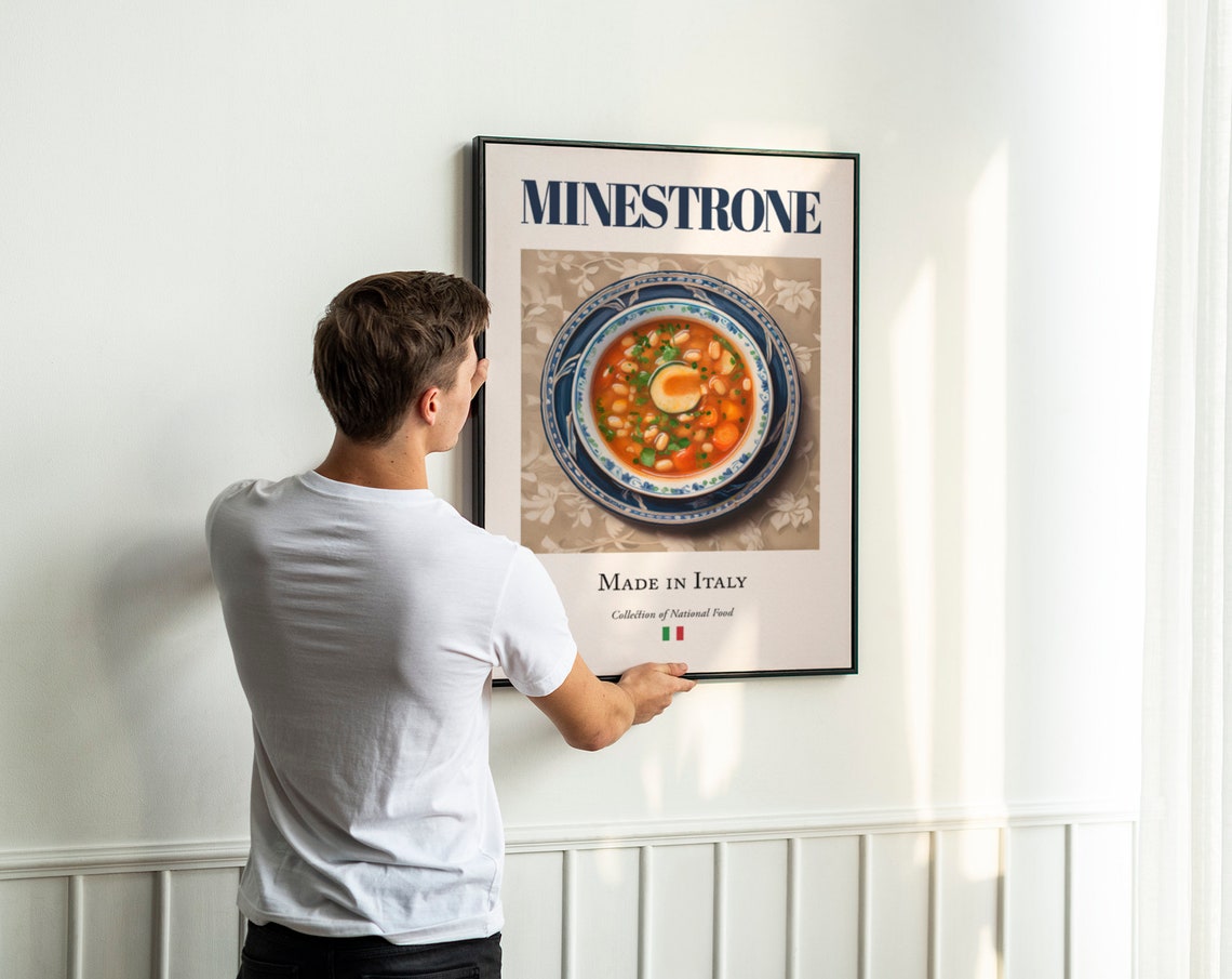 Minestrone on Maiolica Tile Plate, Italian Food Art Print - Image 3