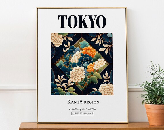 Tokyo Japan Folk Traditional Tile Art Print