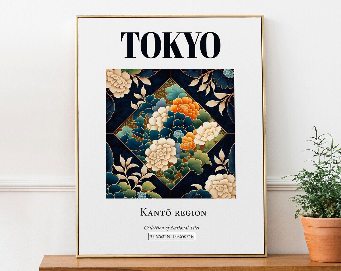 Tokyo Japan Folk Traditional Tile Art Print