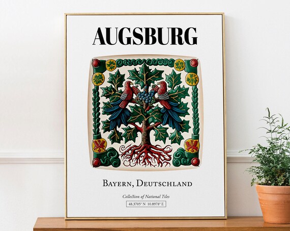Augsburg Bayern Germany Traditional Tile Pattern Poster