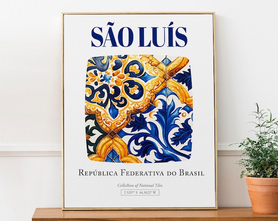 So Lus Brasil Folk Azulejo Tile Poster Print