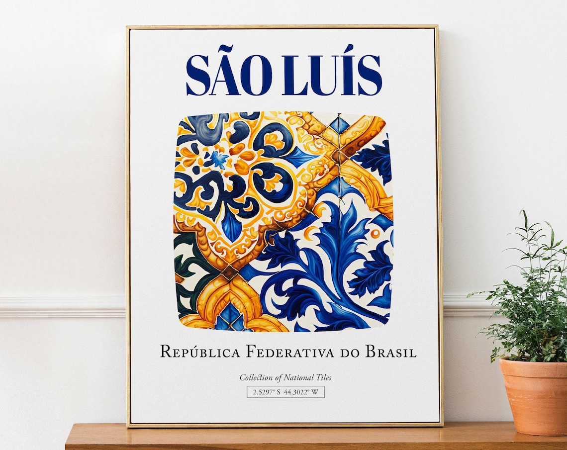 So Lus Brasil Folk Azulejo Tile Poster Print