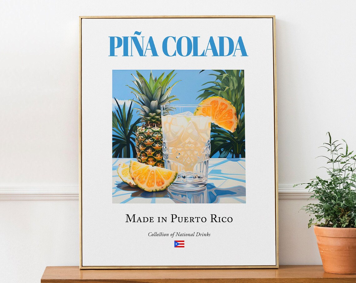 Pia Colada On Maiolica Tile, Puerto Rico Beverage Print
