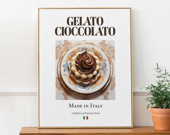 Gelato Cioccolato Maiolica Tile Plate, Italian Food Art Print