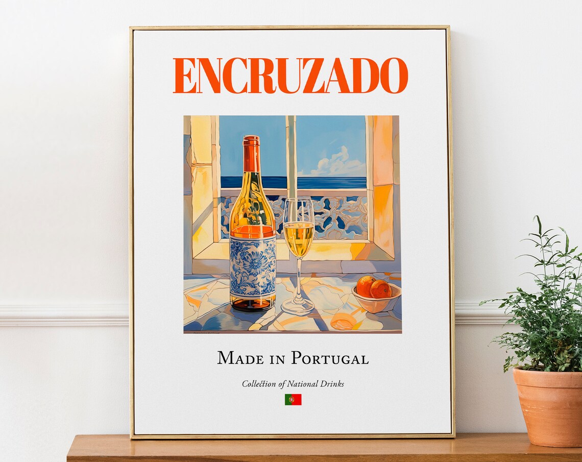 Encruzado on Azulejo Tile, Portugal Beverage Poster