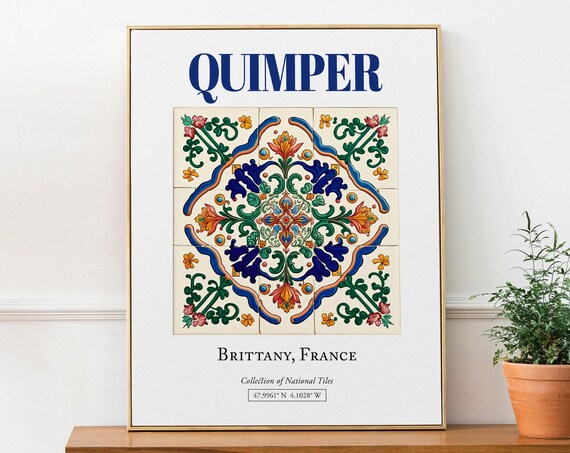Quimper Brittany France Traditional Tile Poster