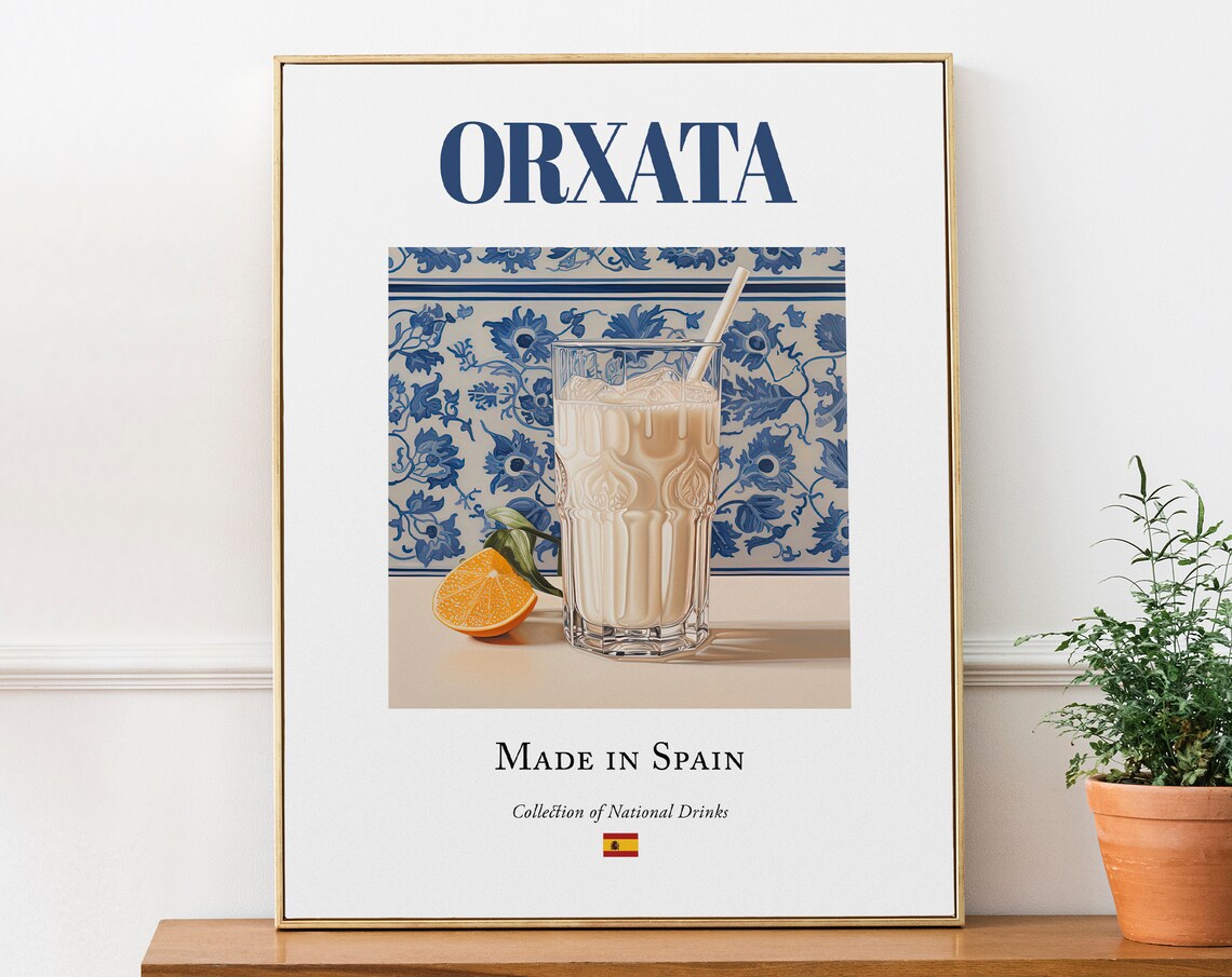 Orxata on Maiolica Tile, Traditional Spanish Poster