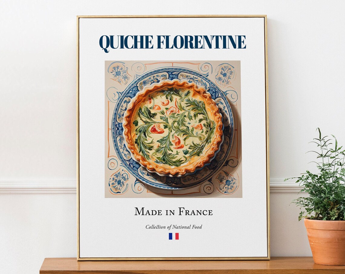 Quiche Florentine On Maiolica Tile Plate, Kitchen Art Print