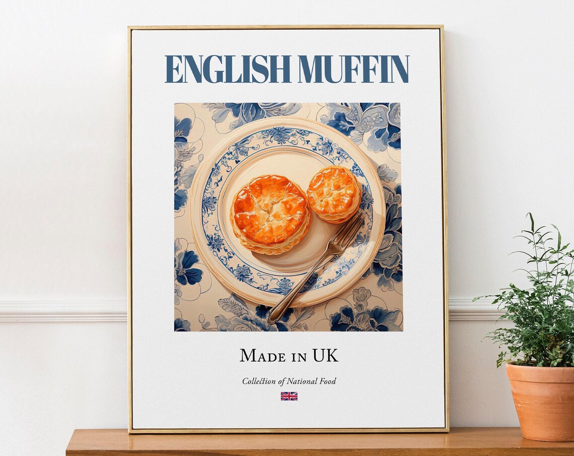 English Muffin on Maiolica Tile Plate, Kitchen Poster