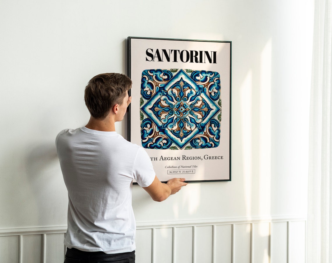 Santorini Enchanting Tile Art Poster - Image 3