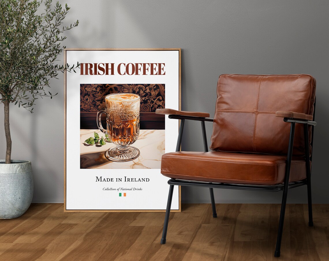 Irish Coffee on Maiolica Tile, Traditional Bar Poster - Image 4