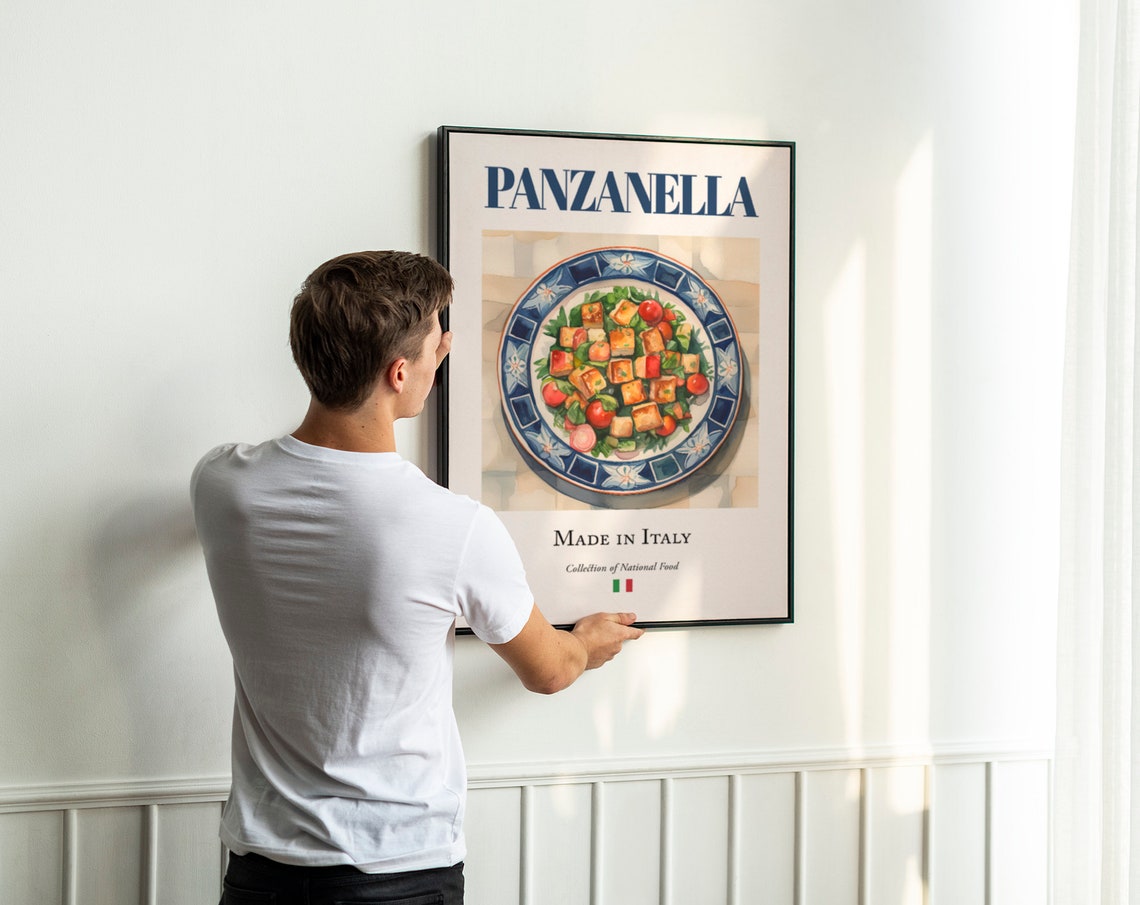 Panzanella on Maiolica Tile Plate, Italian Food Art Print - Image 3