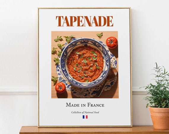 Tapenade On Maiolica Tile Plate, French Food Poster