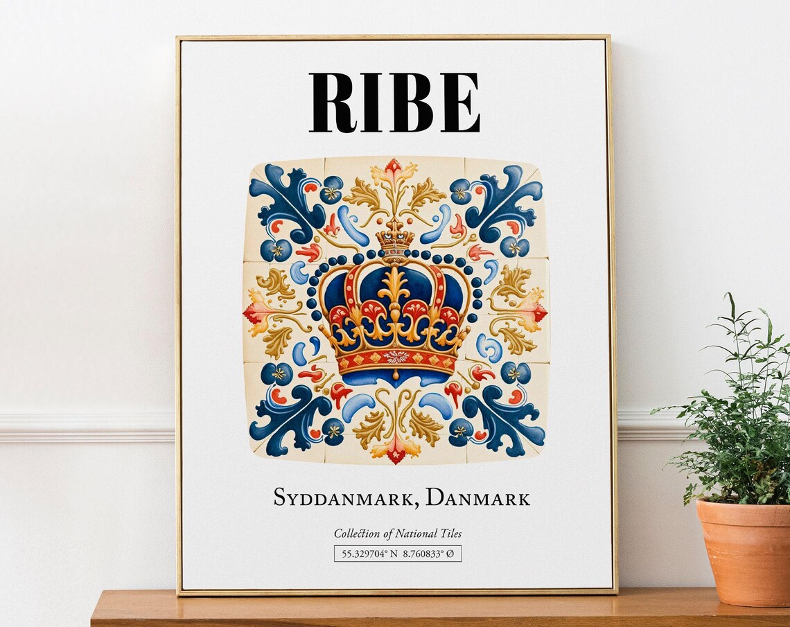 Ribe Syddanmark Denmark Heraldic Crown Travel Poster