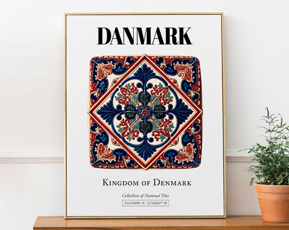 Denmark Traditional Tile Pattern Travel Poster