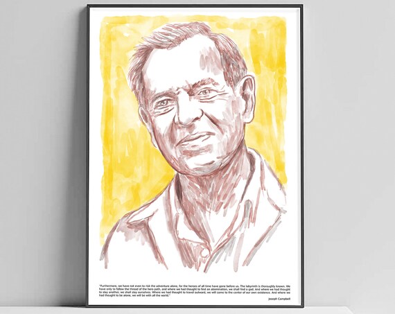 Joseph Campbell Art Poster Motivational Quote Hand Drawing Print