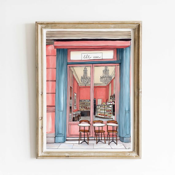 Charming Pink Paris Patisserie Watercolor Illustration Poster