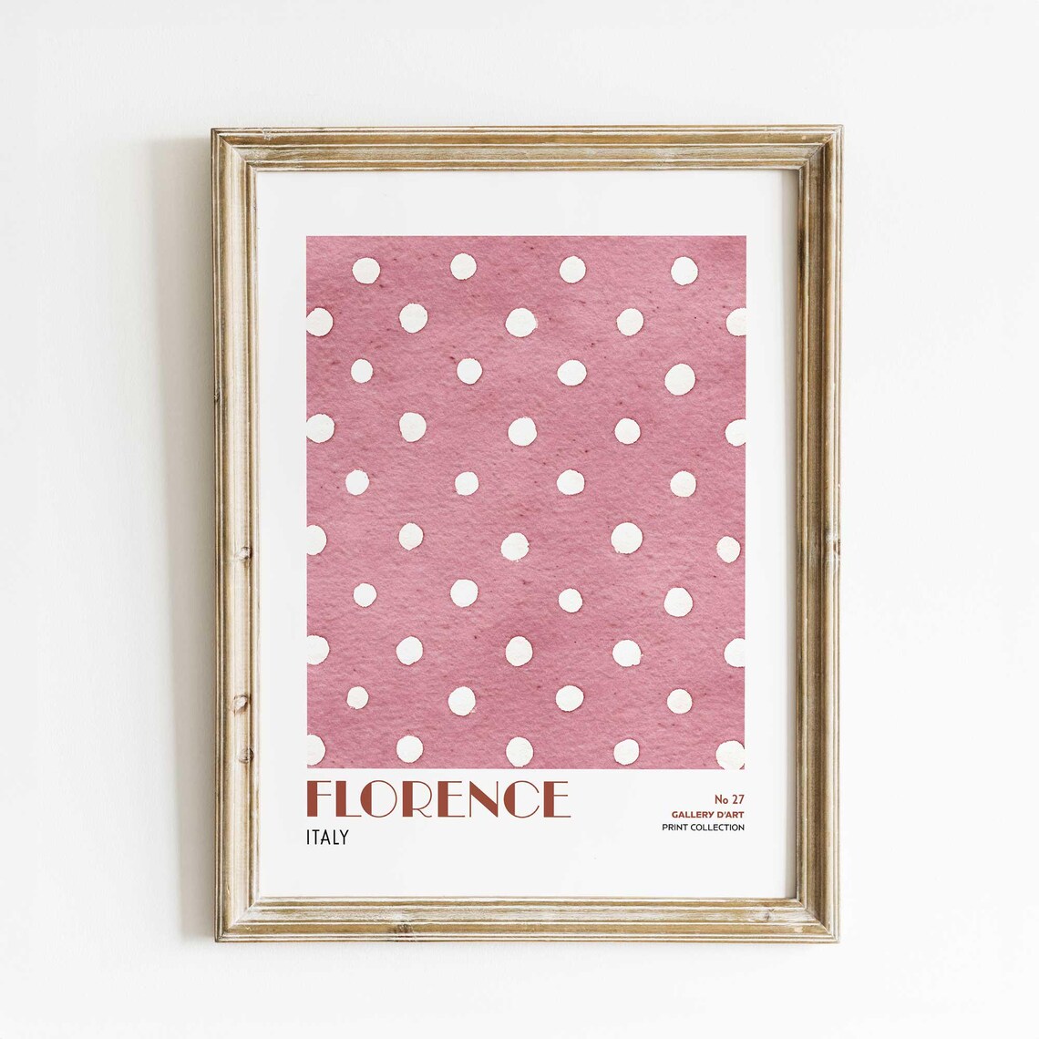 Florence Italy Pink Polka Dot Watercolor Minimalist Travel Poster