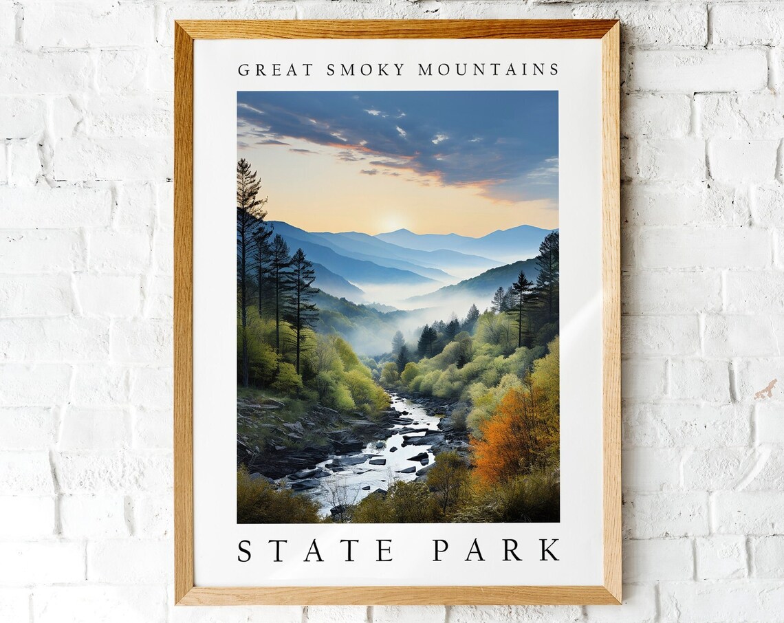 Great Smoky Mountains State Park Sunrise Vintage Travel Poster