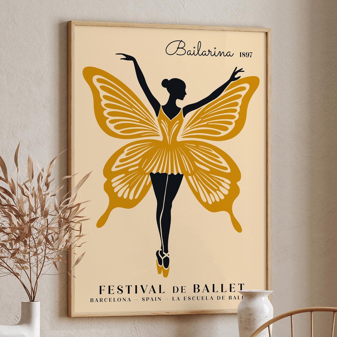 Festival de Ballet Barcelona 1897 Golden Butterfly Wings Poster - Image 6