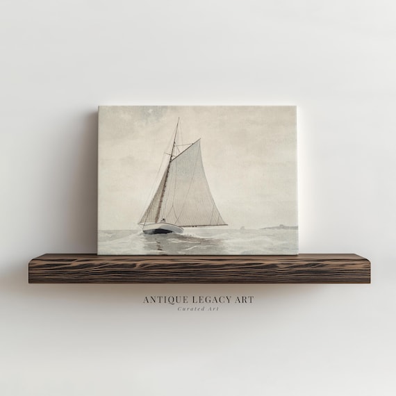 Vintage Sailboat Sketch Black And White Minimal Ocean Sailing Poster