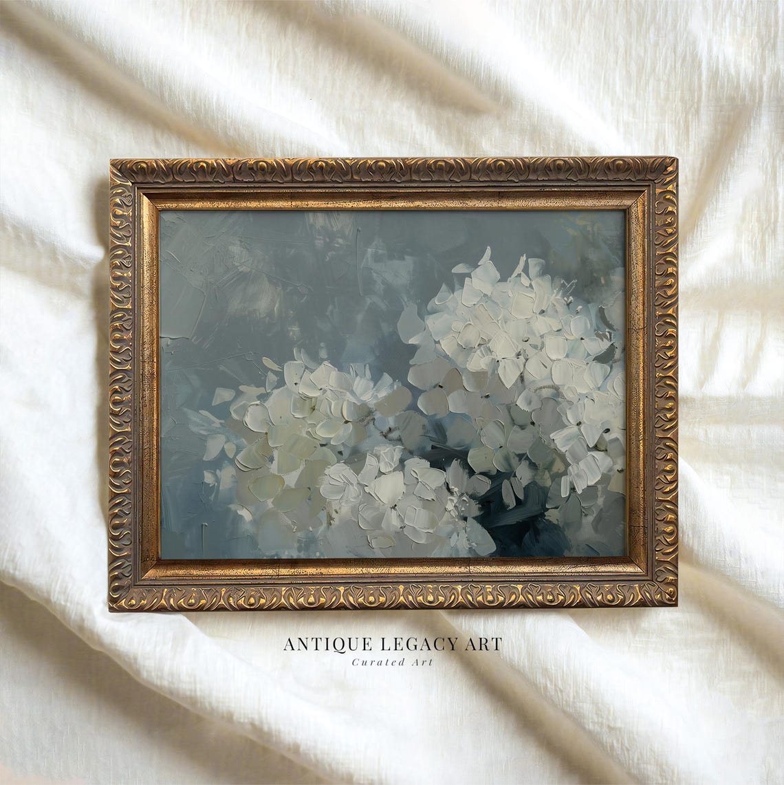 Soft Blue Hydrangea Flower Painting Light Botanical Wall Art