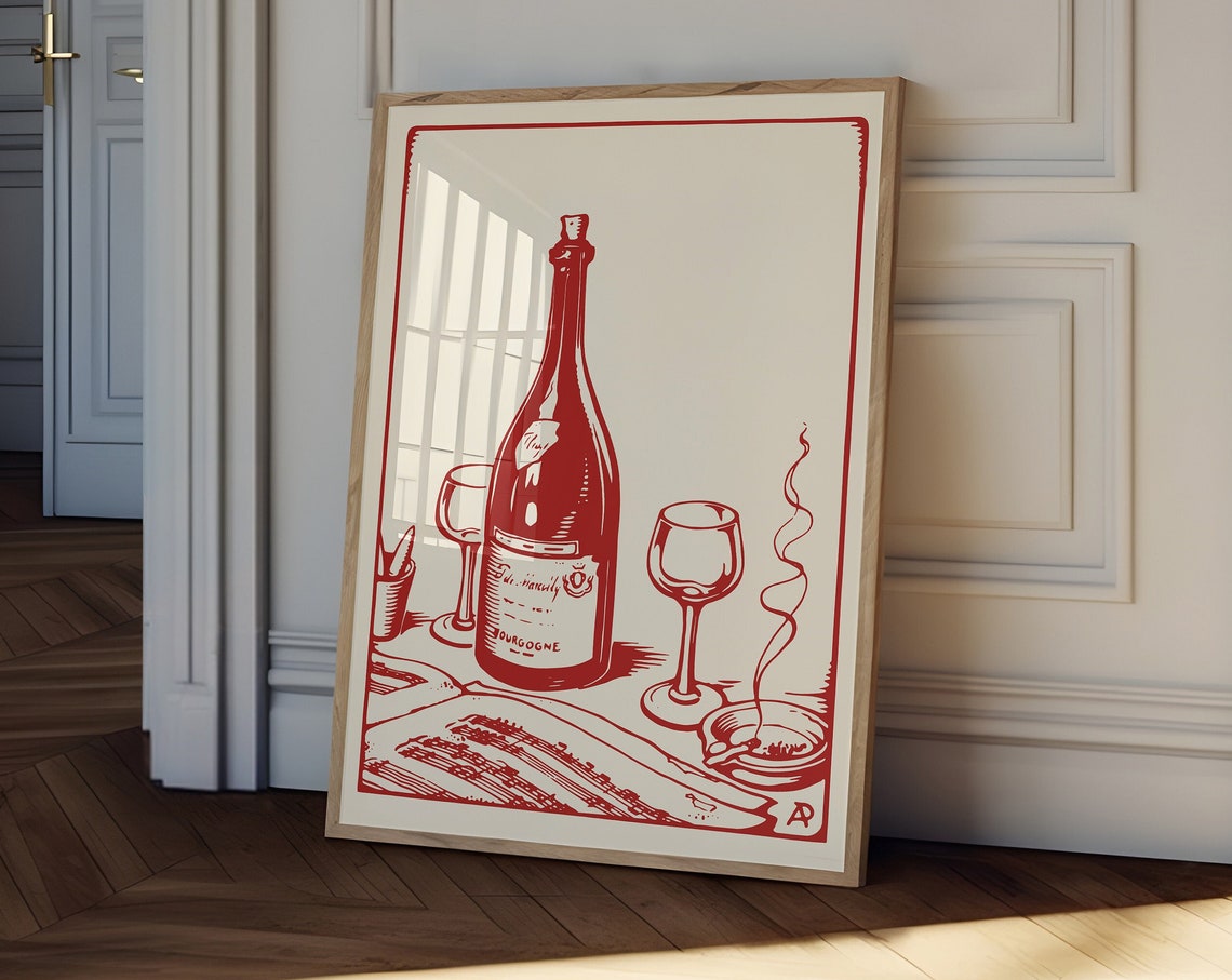 Vintage Food Poster Wine Print Retro Food Art Mid Century Modern Print Paris Poster French Print Modern Contemporary Art Print - Image 3