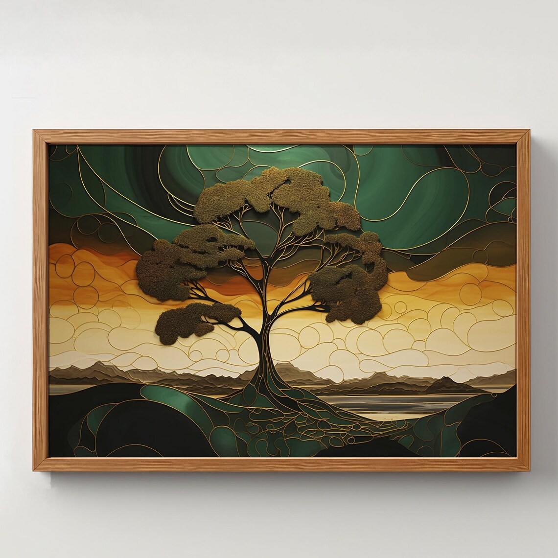 Nature Inspired Home Decor Abstract Tree Art Shades Of Green Brown Beige And Orange African Inspired Earth Tones Poster Neutral Shades - Image 4