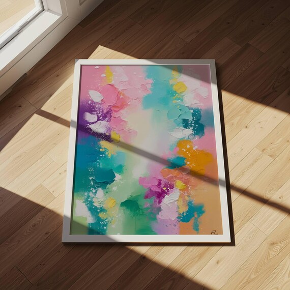 Pastel Abstract Art Print Colorful Textured Home Decor