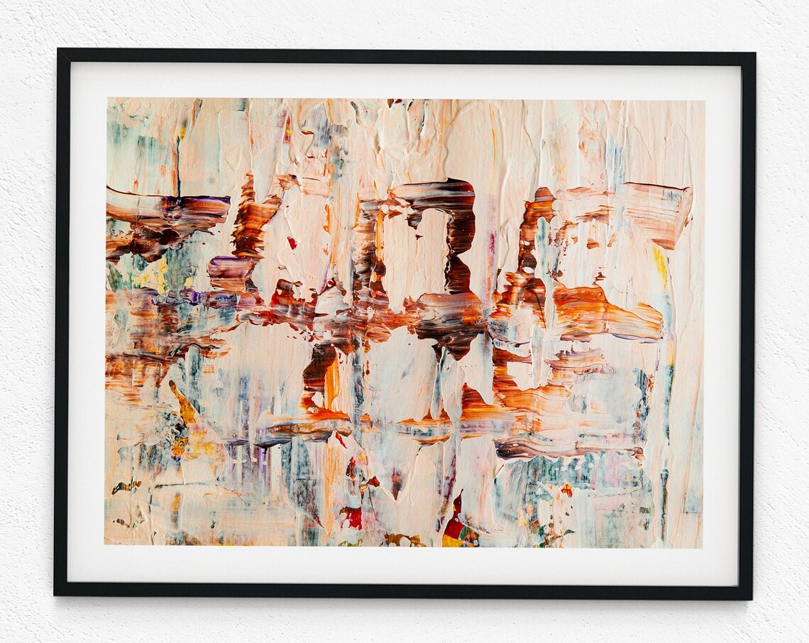 Abstract Impasto Brushstroke Painting Blush Pink Rust Modern Art Print Poster