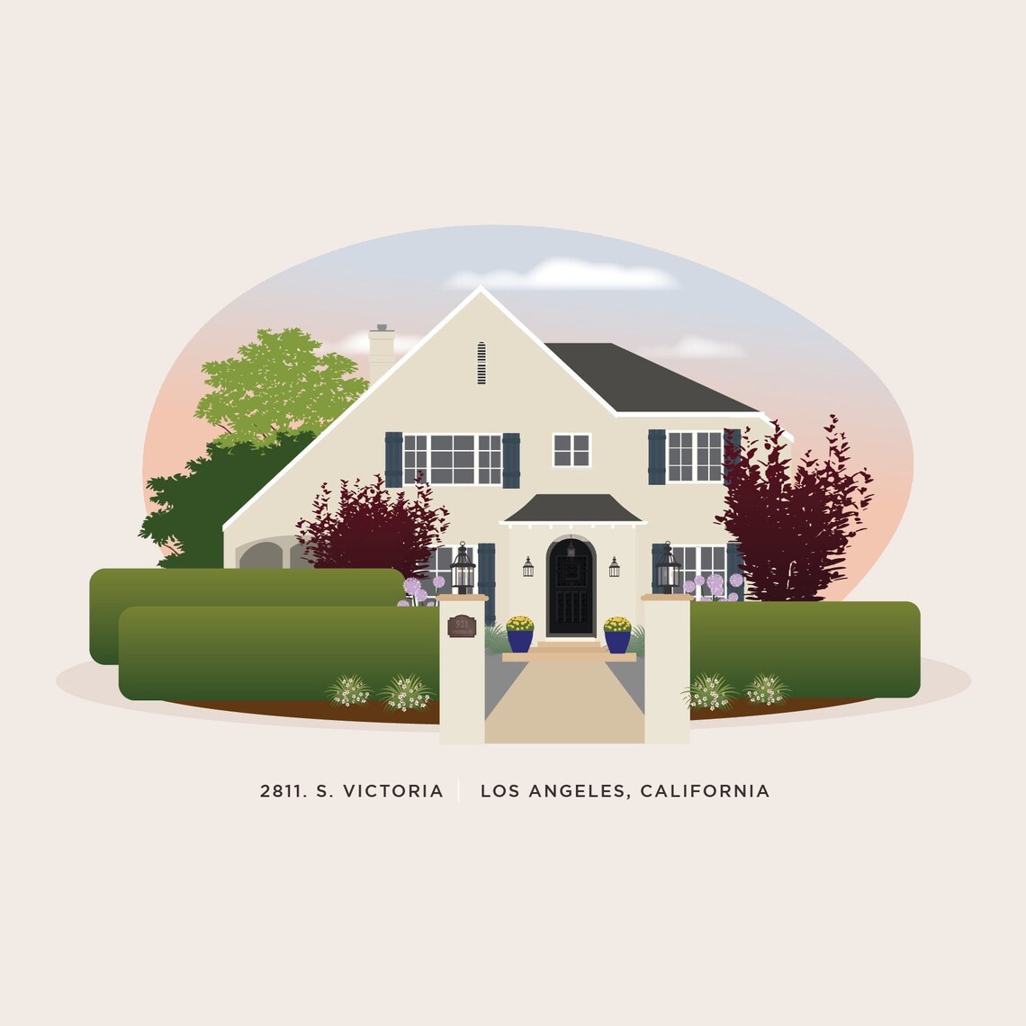 Custom House Illustration, Personalized Art Print