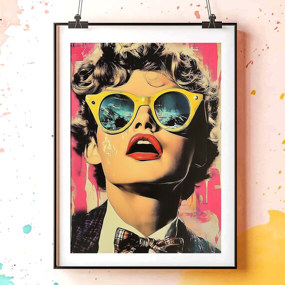 Maximalist 1980s Pop Art Wall Print Bright Bold Retro Decor Modern Home