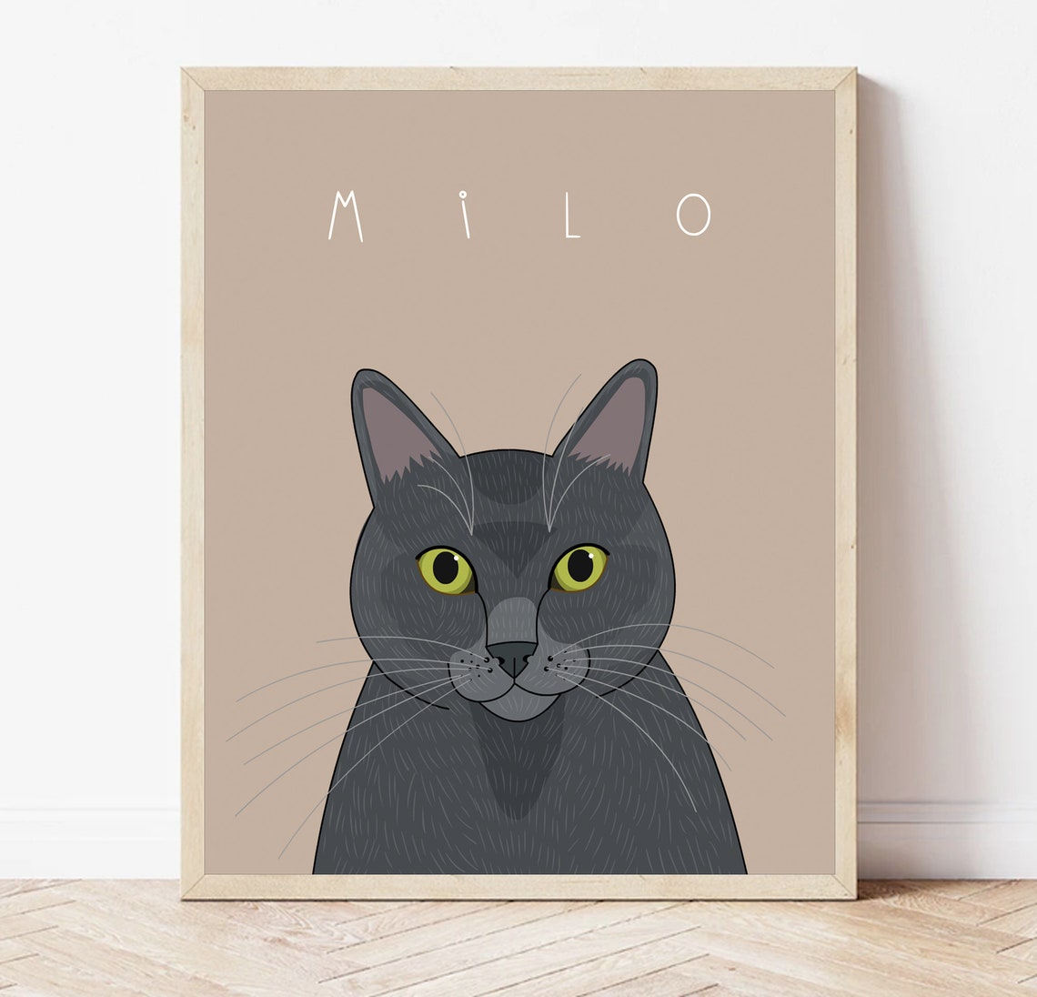 Pumpkin Black Cat on Teal Background Custom Cat Portrait Poster - Image 4