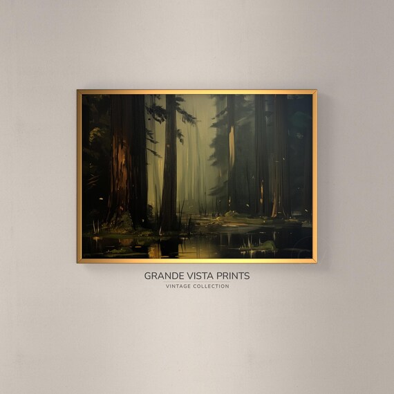 Forest Swamp Artwork Dark Woods Wall Art Dark Green Forest Wall Art Forest Gv4369